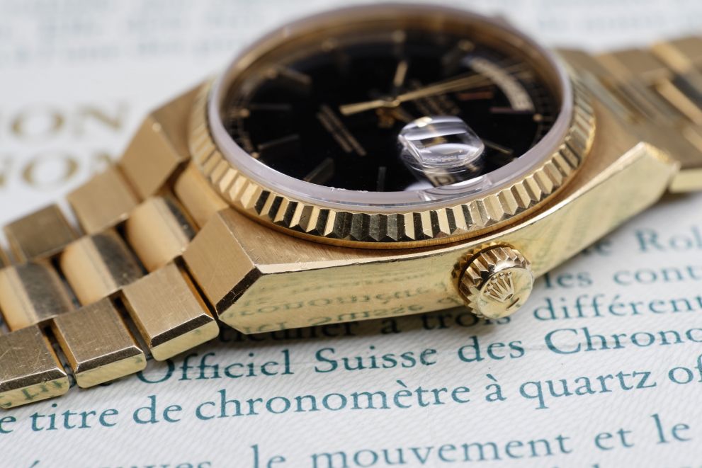 Rolex Day-Date Oysterquartz Ref. 19018 Yellow Gold 18kt Like mint Unpolished with papers