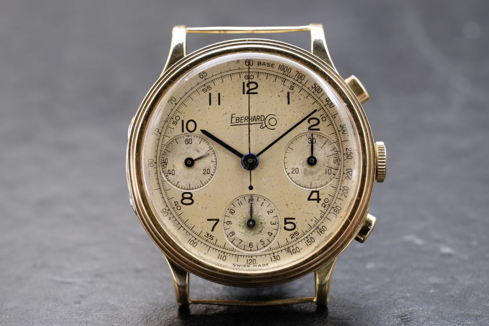 Eberhard & Co. Pre Extra-fort Three counters 39mm Yellow gold 18kt Original dial