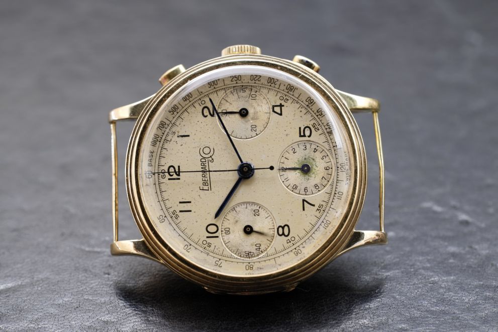 Eberhard & Co. Pre Extra-fort Three counters 39mm Yellow gold 18kt Original dial