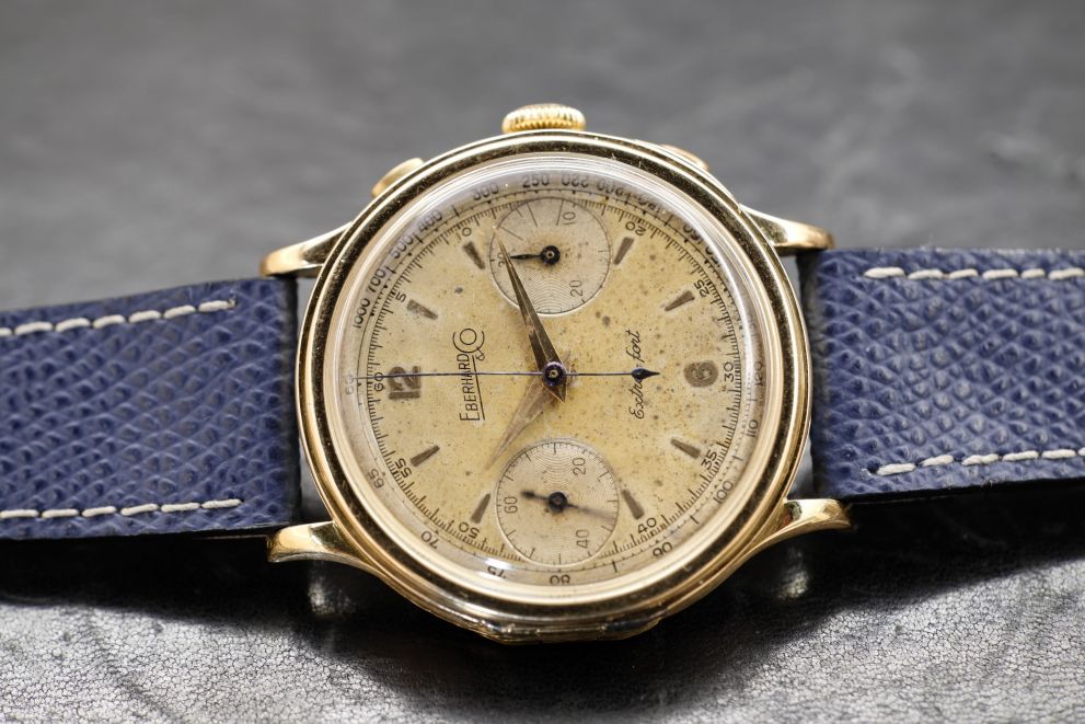 Eberhard & Co. Extra-fort 18kt yellow gold hinged case - original dial - cal. 16000