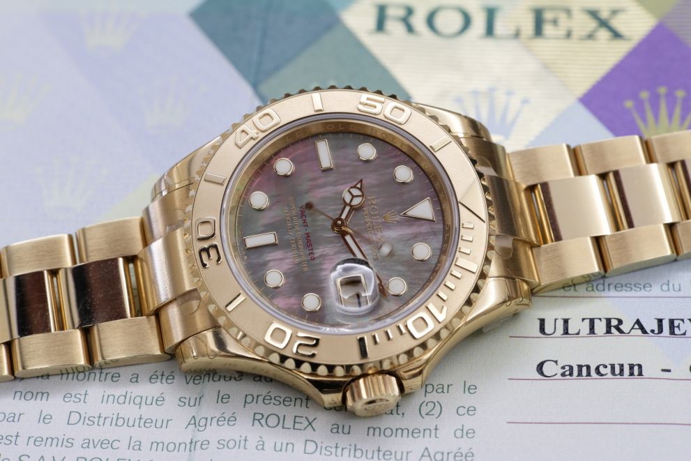 Rolex Yacht-Master 40 NOS New Stickers Tahitian MOP Dial Yellow Gold 18kt with papers