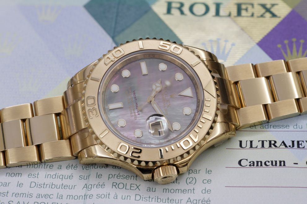 Rolex Yacht-Master 40 NOS New Stickers Tahitian MOP Dial Yellow Gold 18kt with papers