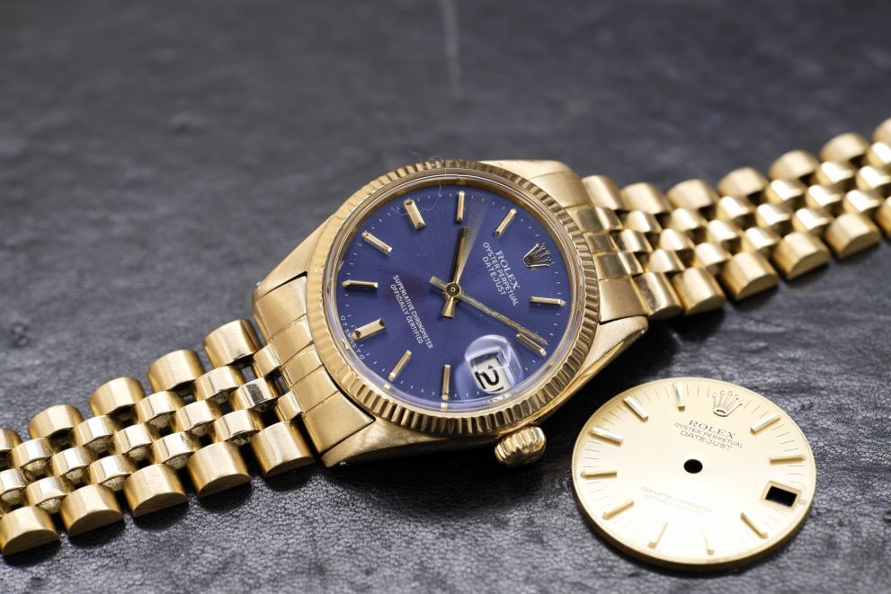 Rolex Datejust 31mm Boy  Yellow Gold 18kt - double dial blue and champagne