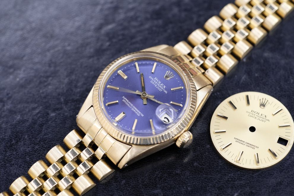 Rolex Datejust 31mm Boy  Yellow Gold 18kt - double dial blue and champagne