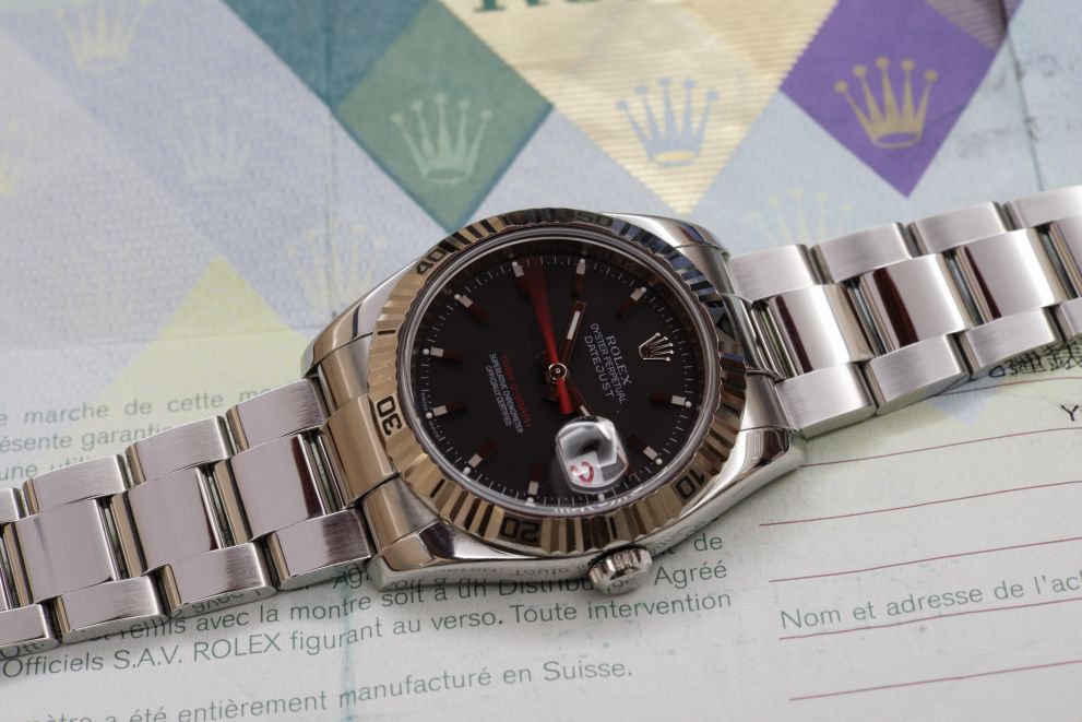 Rolex Datejust Turn-O-Graph Ref. 116264 black dial with paper warranty