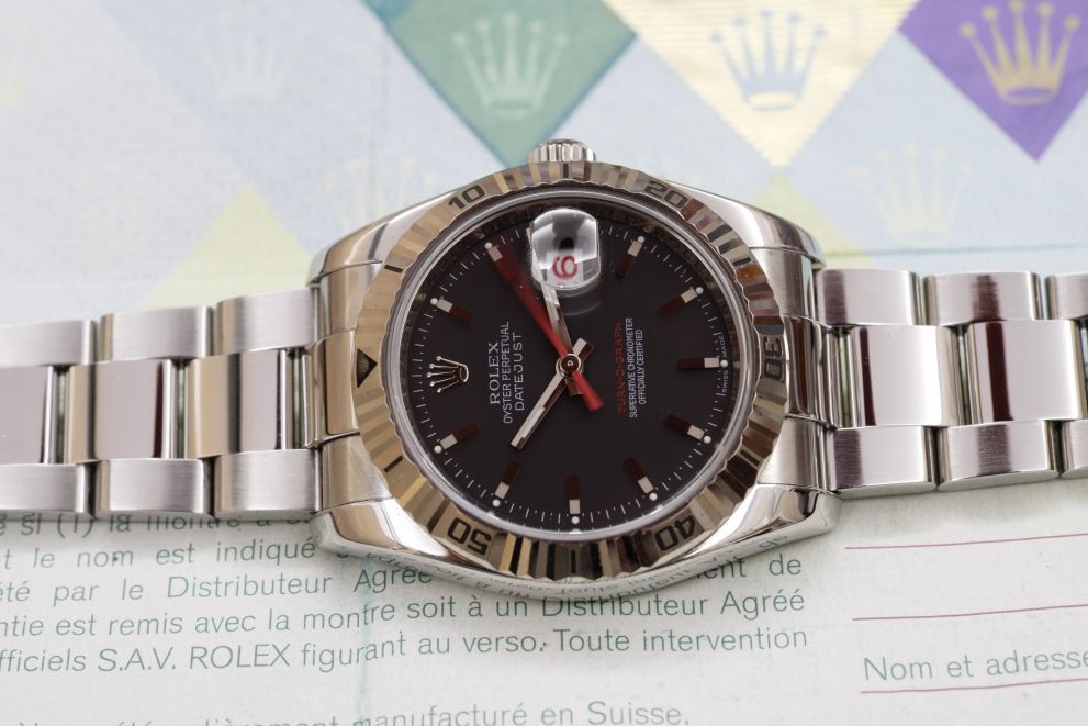 Rolex Datejust Turn-O-Graph Ref. 116264 black dial with paper warranty