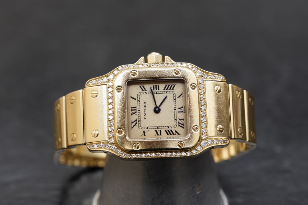 Cartier Santos Galbee factory diamonds full gold 18kt - original and rare