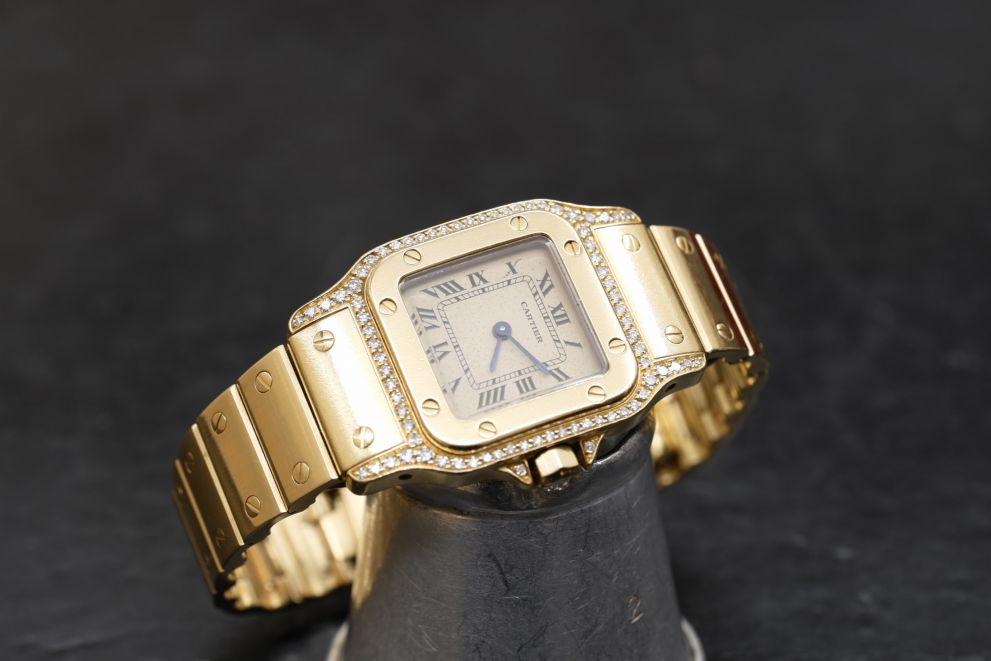 Cartier Santos Galbee factory diamonds full gold 18kt - original and rare