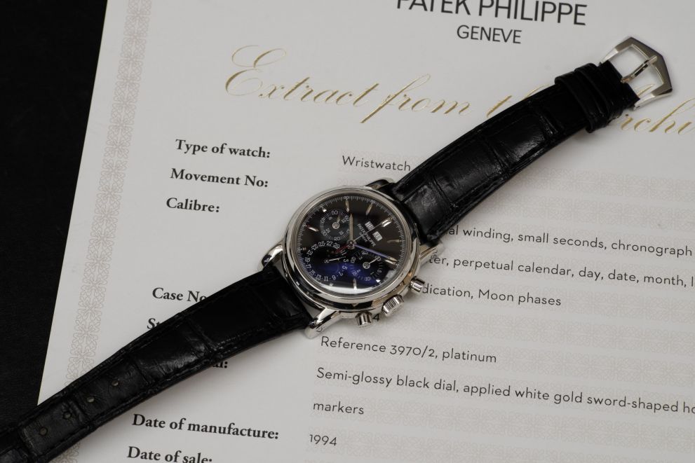 Patek Philippe perpetual calendar chronograph in platinum Ref. 3970 /2