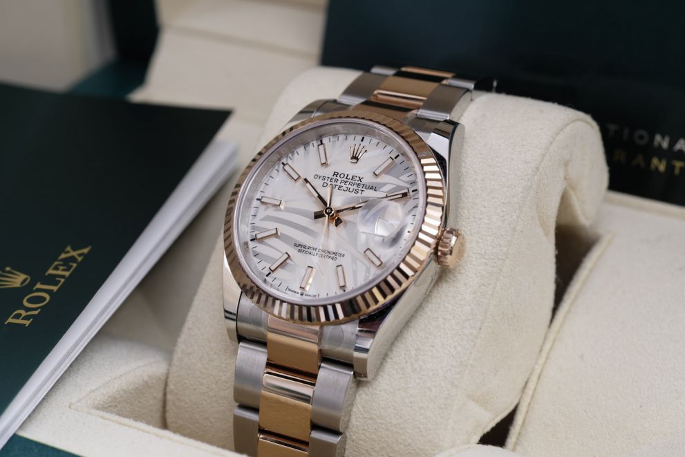 Rolex Datejust 36 Ref. 126231 "Palm motif" Rolesor Everose Full set b/p Mint Conditions