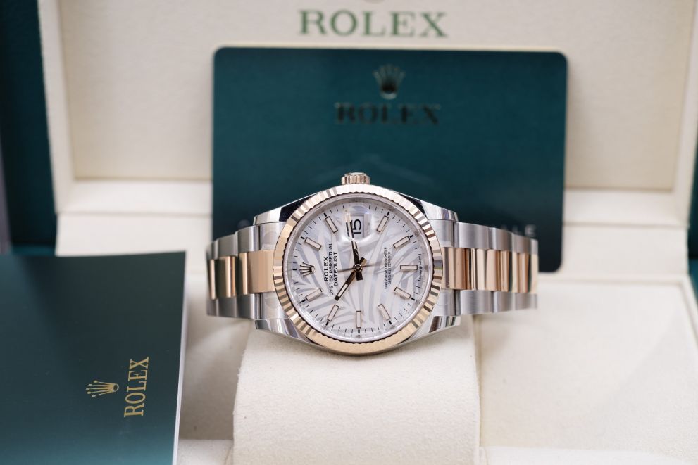 Rolex Datejust 36 Ref. 126231 "Palm motif" Rolesor Everose Full set b/p Mint Conditions