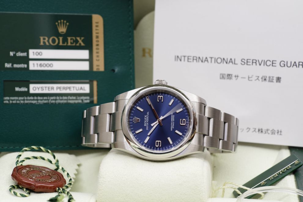 Rolex Oyster Perpetual 36mm Ref. 116000 - Blue Dial Full set