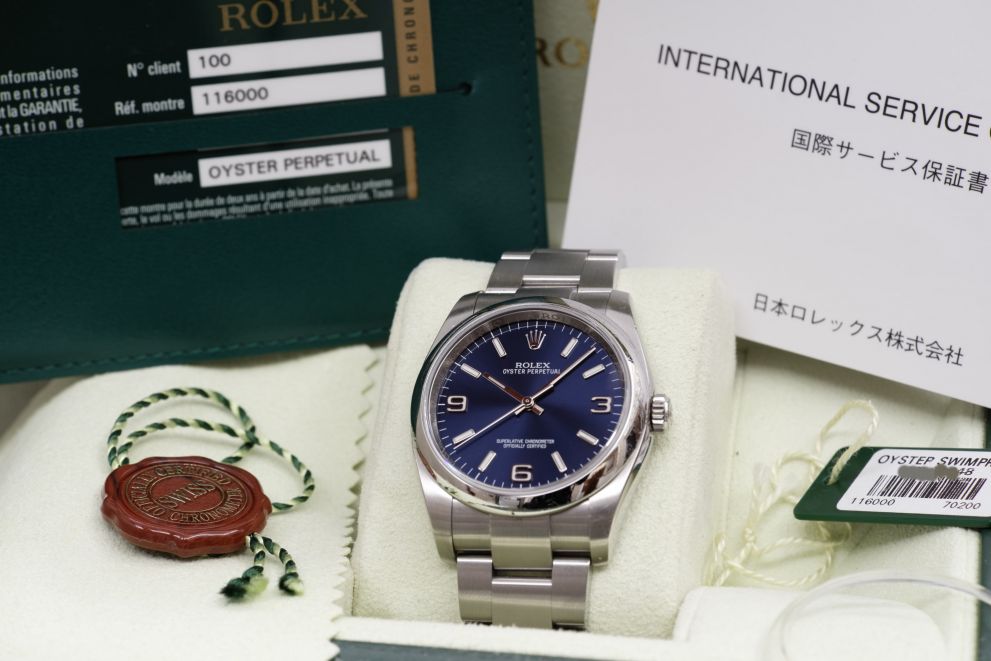 Rolex Oyster Perpetual 36mm Ref. 116000 - Blue Dial Full set